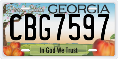GA license plate CBG7597