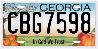 GA license plate CBG7598