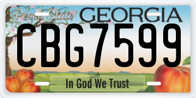 GA license plate CBG7599