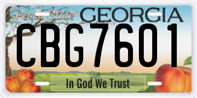 GA license plate CBG7601