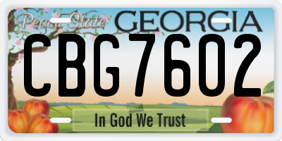 GA license plate CBG7602