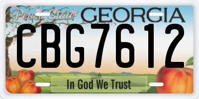 GA license plate CBG7612
