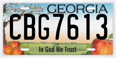 GA license plate CBG7613