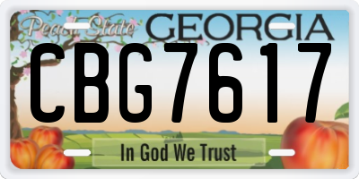GA license plate CBG7617