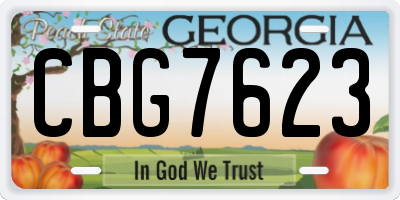 GA license plate CBG7623