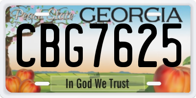 GA license plate CBG7625