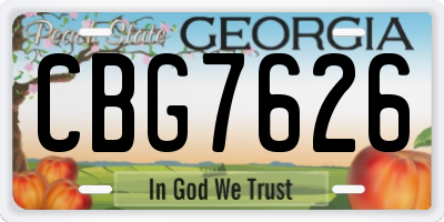 GA license plate CBG7626