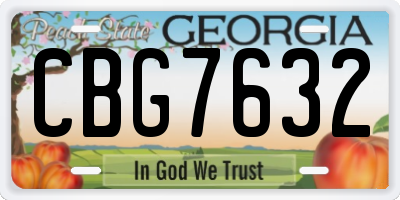 GA license plate CBG7632