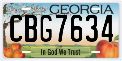 GA license plate CBG7634