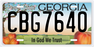 GA license plate CBG7640