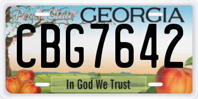 GA license plate CBG7642