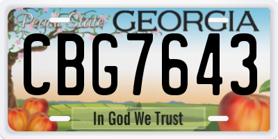 GA license plate CBG7643