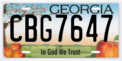 GA license plate CBG7647