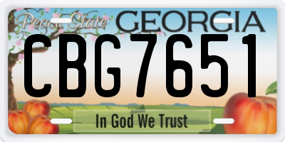 GA license plate CBG7651