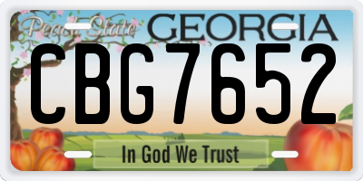GA license plate CBG7652