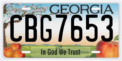 GA license plate CBG7653