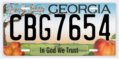 GA license plate CBG7654