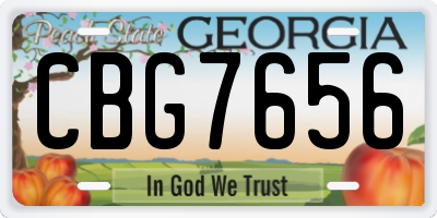 GA license plate CBG7656