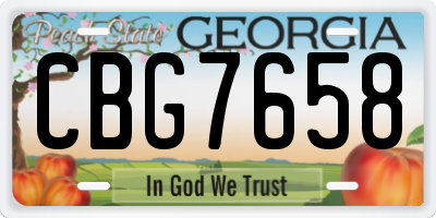 GA license plate CBG7658