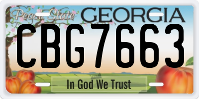 GA license plate CBG7663