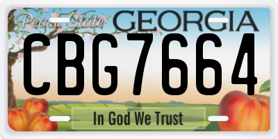 GA license plate CBG7664