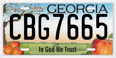GA license plate CBG7665