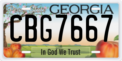GA license plate CBG7667
