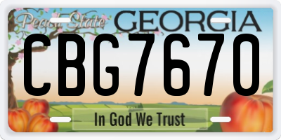 GA license plate CBG7670
