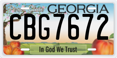 GA license plate CBG7672