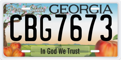 GA license plate CBG7673