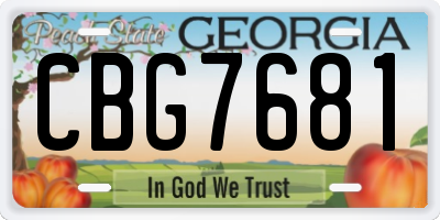 GA license plate CBG7681
