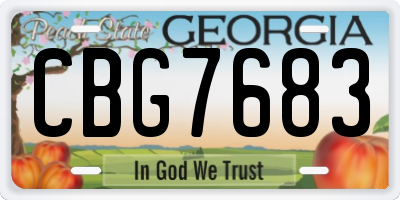 GA license plate CBG7683