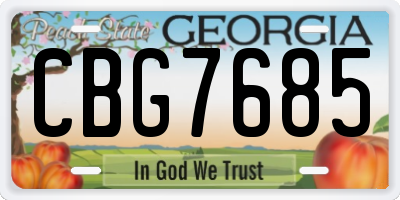 GA license plate CBG7685