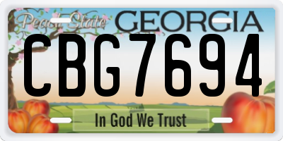 GA license plate CBG7694