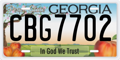 GA license plate CBG7702