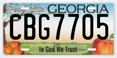 GA license plate CBG7705