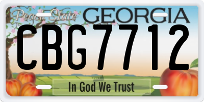GA license plate CBG7712