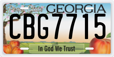 GA license plate CBG7715