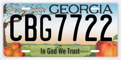 GA license plate CBG7722