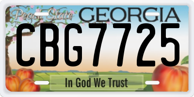GA license plate CBG7725