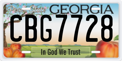 GA license plate CBG7728