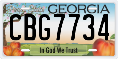 GA license plate CBG7734