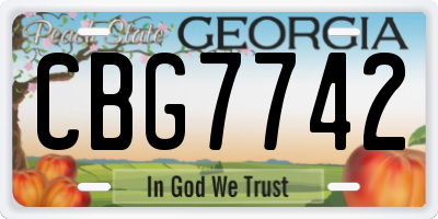 GA license plate CBG7742