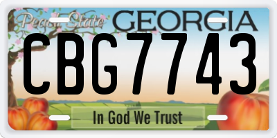 GA license plate CBG7743