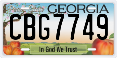 GA license plate CBG7749