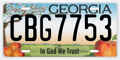 GA license plate CBG7753
