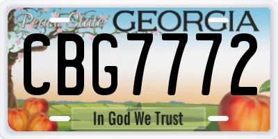 GA license plate CBG7772