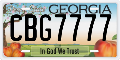 GA license plate CBG7777