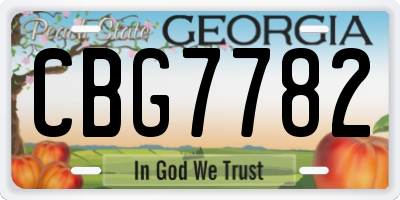 GA license plate CBG7782