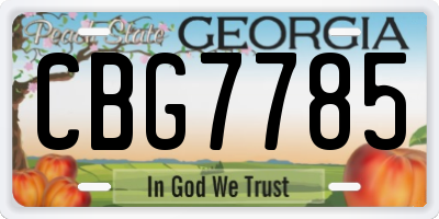 GA license plate CBG7785